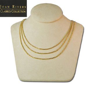 Joan Rivers Three Strand Necklace Stunning gold bib 34" Boxed Pouched NWT